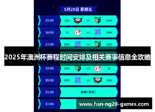 2025年澳洲杯赛程时间安排及相关赛事信息全攻略